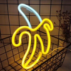 ENUOLI Bananen Neonlicht Zeichen LED Bananen Neonzeichen Wandlampe Powered von 3 AA Batterie/USB Lade LED Bananen Nachtlicht für Schlafzimmer Kinderzimmer Hochzeit Geburtstag Party Decor