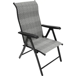 DEGAMO Klappsessel ANTIBES Hochlehner Metall schwarz + Polyrattan grau, klappbar - Grau