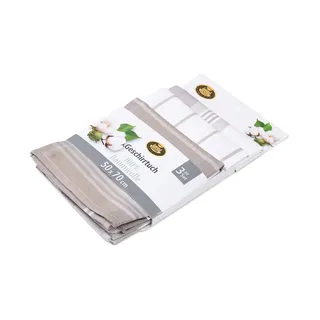 Gözze - Geschirrtuch-Set, 3-teilig, 100% Baumwolle, hohe Materialdichte (260 g/m2), 50 x 70 cm - Schlamm