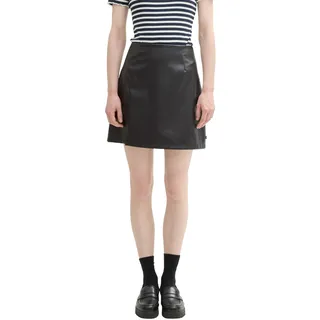 TOM TAILOR Denim Damen 1043254 Mini-Rock aus Fake-Leder, 14482-Deep Black, XL