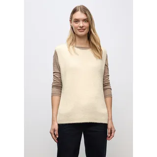 STREET ONE Pullunder STREET ONE, Damen, Gr. 38, soft beige, Stoff, 78% Polyamid, 12% Polyacryl, 10% Baumwolle, unifarben, normal normal, Rundhals, abgesteppt, Pullover Pullunder, aus softem Materialmix