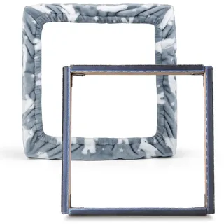 JTVTW Greiferstreifen-Rahmen Gripper Strip Frames Punch Needle Hooking Frame Stickrahmen mit Deckel 40*40cm (Grau Blau)