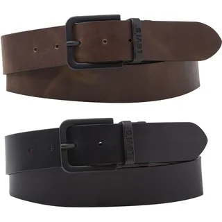 Levi's Ledergürtel LEVI'S "CORE METAL WENDEGÜRTEL", Damen, Gr. 90, braun (schwarz, braun), Leder, unifarben, Gürtel Ledergürtel, Reversible Core Metal Belt