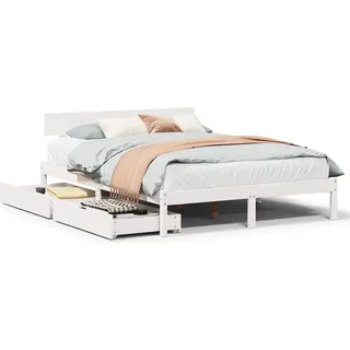 vidaXL Massivholzbett ohne Matratze Weiß 120x190 cm Kiefernholz - Weiß