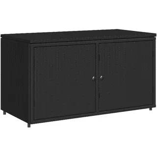 Gartenschrank Schwarz 110x55x60,5 cm Poly Rattan - Schwarz