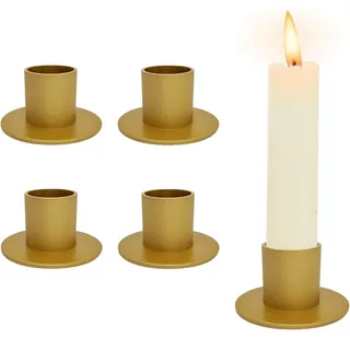 4 Stück Weiß Kerzenständer,Retro Candlelight Dinner Kerzenhalter, für Wohn,Esszimmer und Schlafzimmerdekoration Kamindekoration (4 St Gold)