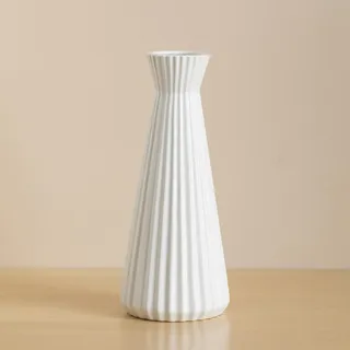 Weiße Vasen für Blumen, 25cm Keramik Deko Vasen, Blumenvase Mit Schmalem Hals, Schmal Vase Geeignet für Pampasgras