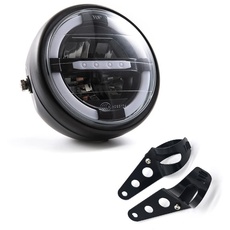 Motorrad Frontscheinwerfer 7'' Universal LED Scheinwerfer mit Tagfahrlicht Blinker für Cafe Racer Bobber Chopper