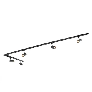 Qazqa Modern Schienensystem Lampen Komplettset, Schienenbeleuchtung, Deckenstrahler, Deckenspot - Iconic Jeana - Schwarz, 5-flammig, 286cm, Ideal als Küche lampe und Wohnzimmerlampe