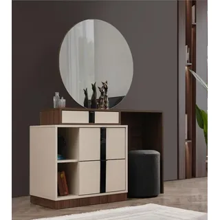 Schminktisch Kosmetiktisch Frisiertisch Frisierkommode Beige Spiegel - Beige