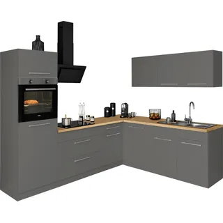 wiho Küchen Winkelküche »Unna« ohne E-Geräte, Stellbreite 260 x 220 cm, grau