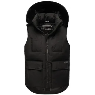 Navahoo Damen, Ärmellose Outdoorweste warme Winterjacke mit Kapuze und Kunstfell Zimthäschen XIV Black Gr. M - M