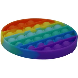 alldoro 63044 - Push & Play Silikon Fidget Spielzeug ca. 12 cm rund, Pop it Anti Stress Fingerspielzeug, Bubble Push Toy für Stressabbau, Geschicklichkeitsspiel für Kinder und Erwachsenen, Regenbogen