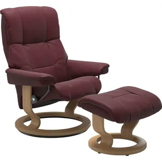 Stressless® Relaxsessel »Mayfair« Relaxsessel mit Hocker, mit Hocker, mit Classic Base, Größe S, M & L, Gestell Eiche, in 3 Bezugsqualitäten lieferbar, rot