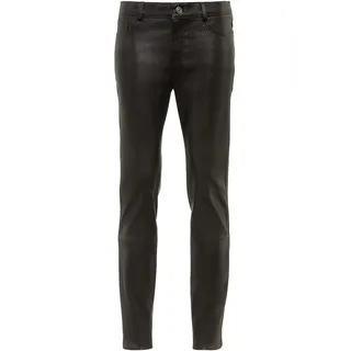 5-Pocket-Hose RICANO "Lederhose PND (Stretch)", Damen, Gr. XL, Länge 34, schwarz, Obermaterial: 100% Lammnappaleder LANA., figurbetont, Hosen 5-Pocket-Hose, Handgefertigt aus echtem Leder