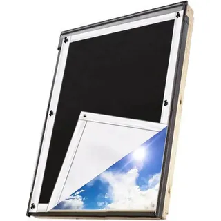 QPFO® Verdunkelungs-Dachfenster-Rollo mit Saugnapf - Sonnenschutz und Hitzeschutz für Velux- und Roto-Fenster - 76x115 cm