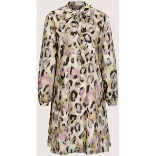 Sommerkleid MADELEINE "Kleid Fließendes Design mit Animal-Print", Damen, Gr. 40, N-Gr, schwarz (schwarz, malve, multicolor), Obermaterial: 100% Polyester PES., Modern, V-Ausschnitt, Kleider Sommerkleid, V-Ausschnitt mit Schluppe