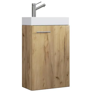 VCM "2-tlg. Gäste WC Waschplatz Waschtisch schmal Slito", 2 Stk. tlg., honig, eiche),