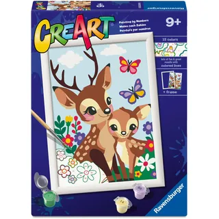 Ravensburger - Creart Serie D Entzückende Hirsche | Malset für Kinder | Malen nach Zahlen enthält alles Notwendige | Spiele Kinder 9 Jahre oder älter | Creart 9 Jahre