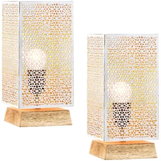 Marrakesch Orient & Mediterran Interior Boho Deko Tischlampe Weiss - Schwarz 2 St.