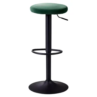 FineBuy Barhocker Samt ohne Lehne 58-79 cm, Küchenhocker Stoff/Metall 100 kg, Design Barstuhl Drehbar Bistrohocker Grün - Grün