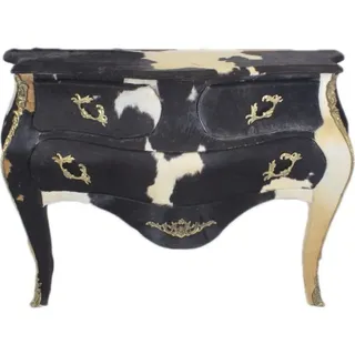 Casa Padrino Barock Kommode Kuhfell Schwarz / Weiß 120 cm - Möbel Antik Stil