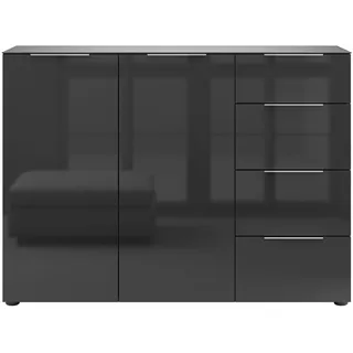 manjana möbel Kommode 135 x 98,7 x 40 cm anthrazit matt / glas anthrazit