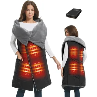 Heizdecke mit Akku Kabellos Elektrisch Wärmedecke Beheizbare Decke mit Akku | FERNIDA 130x110cm Klein Elektrische Akku Heizdecke, 7.4V Waschbar Tragbar Beheizte Decke Zum Anziehen für Winter Outdoor