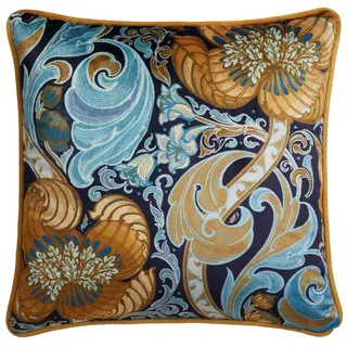 Laurence Llewelyn-Bowen - Down The Dilly - Kissen gefüllt - 43 x 43 cm in Ocker/Blau