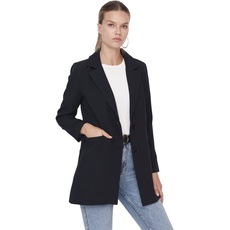 Trendyol Women's Damen Modest Regular Zweireihig Plain Webstoff Jacke Coat, Navy Blue, 38