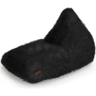 Green Bean® Sitzsack Felloptik Indoor 150x100x100cm mit 220 Liter EPS-Perlen Füllung - Kuschelig Weich Waschbar - Drinnen Stoff Bodenkissen Liegekissen Sitzkissen Schwarz - Schwarz