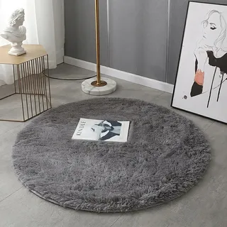 HARESLE Teppich Flauschig,Grau Teppich Wohnzimmer,Waschbar Kleiner Teppiche Bettvorleger Schlafzimmer,Hochflor Teppiche Kinderzimmer,rutschfest Tepich Weich für Büro (Grau,60cm/24 Zoll)