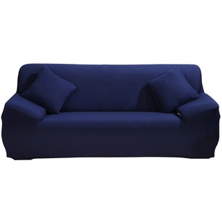 ele ELEOPTION Sofa Überwürfe Sofabezug Stretch elastische Sofahusse Sofa Abdeckung in Verschiedene Größe und Farbe Herstellergröße 195-230cm (Dunkelblau, 3 Sitzer für Sofalänge 170-220cm)