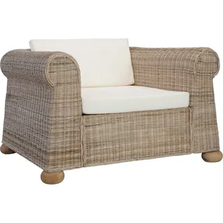 vidaXL Sessel mit Kissen Natur Rattan - Sessel - Sessel Rattan - Rattansessel - Sofa Rattan - Braun