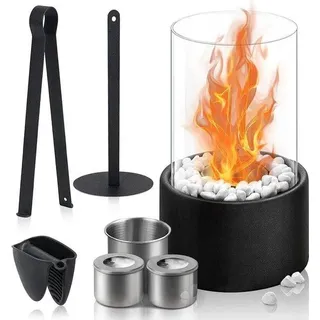 -Ethanol-Kamin-Heizkiste mit integrierter Tischfläche, für Binnen- und Außenbereiche geeignet, mit elektrischem Wärme-Outdoor-Konzept - Schwarz