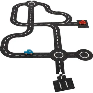 GoKi Spielstraße Filz mit 2 Holzfahrzeugen