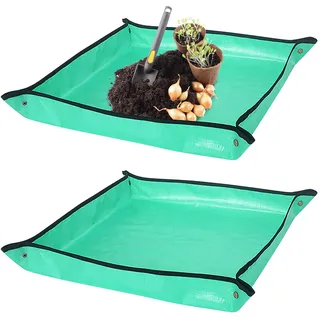 SUNYOK 2Pcs Pflanzunterlage Gartenarbeitsmatte Faltbar Pflanzmatte 100x100cm wasserdichte Gartenmatte Gartenarbeitsunterlage für Pflanzen Garten Sämling Umtopf, für den Innenbereich Außen