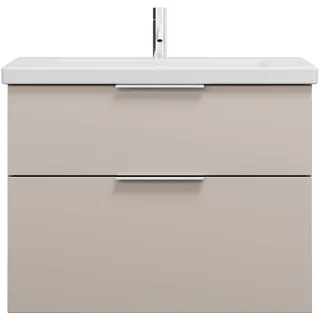 burgbad Eqio Keramik-Waschtisch inklusive Waschtischunterschrank, Breite 830mm, SEYQ083F6583C0001G0146, Farbe: Lichtgrau Matt / Lichtgrau Matt, Griff Chrom G0146
