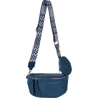 styleBREAKER Damen Halbmond Crossbody Schultertaschen Set 2-Teilig, Schultergurt mit Zick-Zack Rauten Muster 02012396, Farbe:Dunkelblau