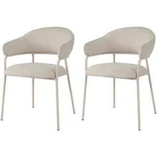 Mobili Rebecca - Stühle, Rebecca Mobili Dorstenia 82,5x57x56,5 Polyestergewebe Stahl, Perlweiß Modern set 2 Stück