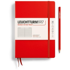 LEUCHTTURM1917 332933 Notizbuch Medium (A5), Hardcover, 251 nummerierte Seiten, Rot, liniert