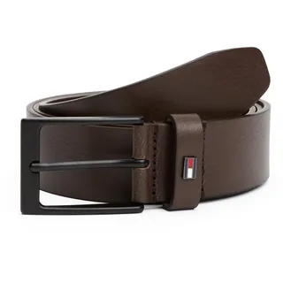 Ledergürtel TOMMY HILFIGER "LAYTON 3.5 cm breit", Herren, Gr. 125, testa di moro, Rindsleder, unifarben, Gürtel Ledergürtel, Metallpatch, Einfachdornschließe