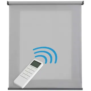 Storesdeco Lichtdurchlässiges motorisiertes Grau, 120 x 250 cm , Kunststoff , Uni , Rechteckig , 120x250 cm , Ce , Heimtextilien, Vorhänge, Rollos