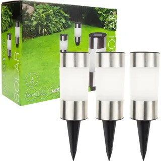 Garten Lampe 3Pcs /Kpl Led Solar Inox Boden Angetrieben Pol Solar