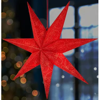 BRUBAKER 60 cm Weihnachtsstern für Innen - Adventsstern mit E14 Fassung Hängend mit 3,5 m Kabel - 3D Papierstern, Rot - Rot