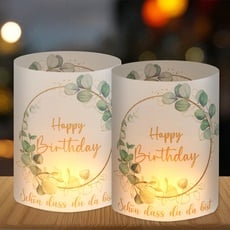 12 Windlicht Tischdeko Geburtstag, Happy Birthday Deko, Tisch Birthday Decorations, Geburtstagsdeko Frau Mann Mädchen Junge Kinder, Geeignet für Teelichter oder Kerzen