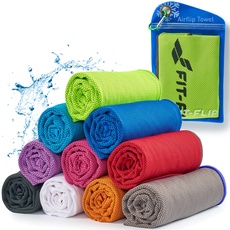 Fit-Flip Kühltuch - Airflip towel - das kühlende Sporthandtuch - als cooling towel und mikrofaser Kühltuch - Ice towel Kühlhandtuch für Fitness und Sport (neon grün-dunkel grauer Rand, 100x30cm)