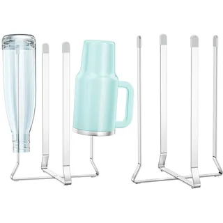 Abtropfgestell Flaschen, Flaschenhalter Küche, Faltbarer Flaschenständer zum Abtropfen, Edelstahl Babyflaschen Trockenständer,Flaschenhalter Abtropfständer, für Plastiktüten, Flaschen (2, Sliver)