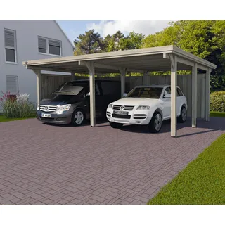 Weka Doppel-Carport 603 x 512 cm braun kesseldruckimprägniert