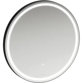 LAUFEN BASE 2.0 Spiegel, LED-Beleuchtung, Touch Sensorschalter, rund, Aluminiumrahmen schwarz matt, H4443901084501, Ausführung: 600x600mm